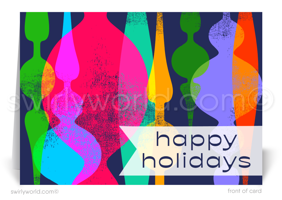 1960s Atomic Retro Modern Mid-Century Style Christmas Holiday Greeting Cards