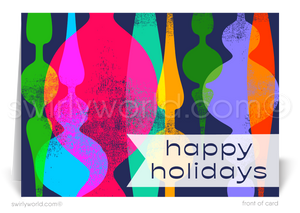 1960s Atomic Retro Modern Mid-Century Style Christmas Holiday Greeting Cards