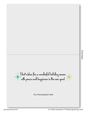 Contemporary Mid-Century Season's Greetings Card with Customizable Retro Starbursts and Geometric Shapes