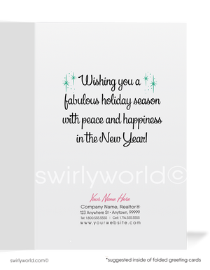 1960s Vintage Mid-Century Christmas Card with Retro Lady and Poodle Holiday Design