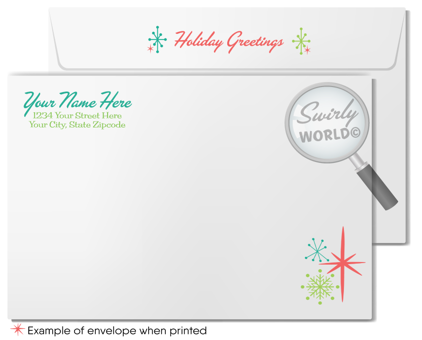 Retro 1950s Atomic Mid-Century Modern Christmas Printed Holiday Family Photo Cards