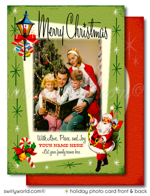 Atomic Retro Mid-Century Modern Christmas Holiday Photo Card Digital Printable Download