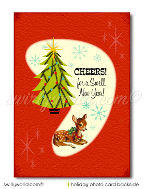 Atomic Retro Mid-Century Modern Christmas Holiday Photo Card Digital Printable Download