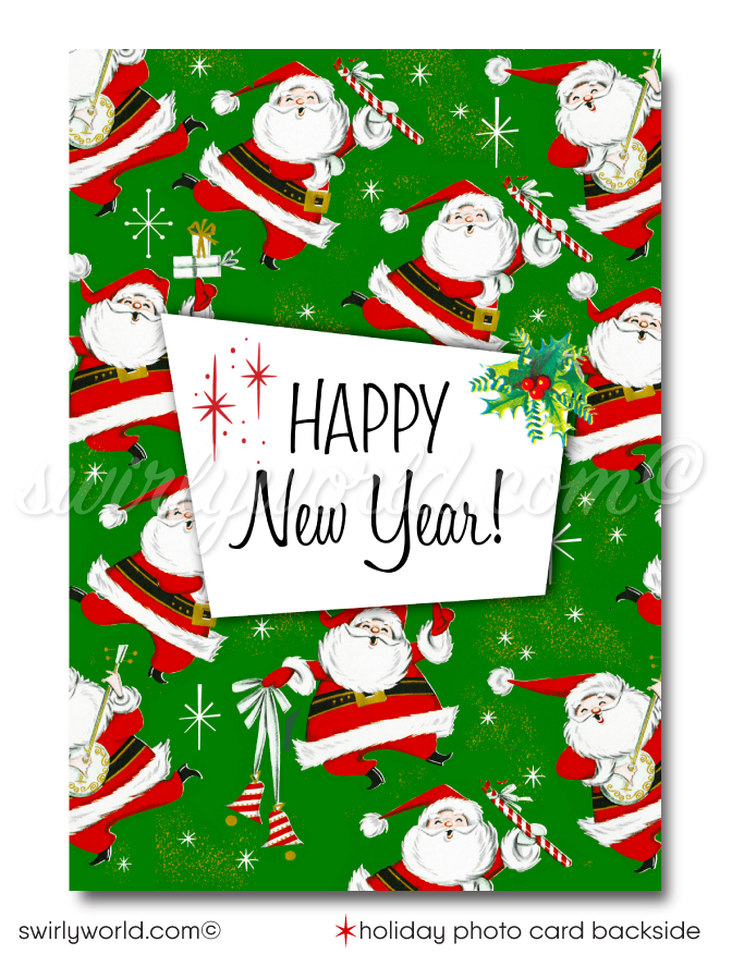 Retro Mid-Century Modern Christmas Holiday Photo Card Digital Printable Download
