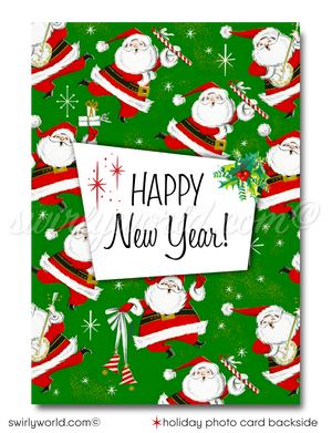 Retro Mid-Century Modern Christmas Holiday Photo Card Digital Printable Download