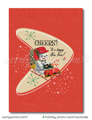 Retro 1950's Mid-Century Modern Christmas Holiday Family Photo Card Digital Printable Download