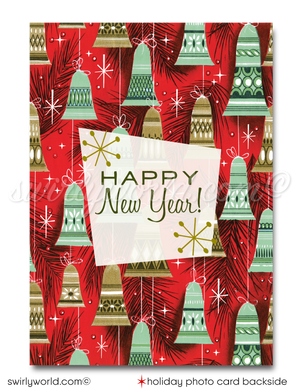 Retro Mid-Century Modern Christmas Holiday Photo Card Digital Printable Download