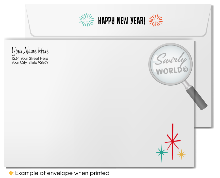 2024 Retro Modern Corporate Professional Happy New Year Greeting Cards