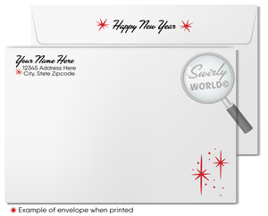 Mid-Century Modern Happy New Year Card – Retro Digital Download with Martini Glass Motif, Atomic Starbursts, & Bold 1950s-1960s Typography