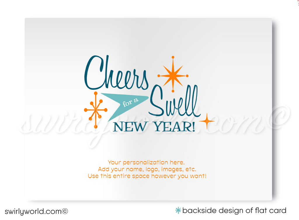 2024 Atomic Starburst Mid-Century Retro Mod Happy New Year Cards Card Digital File Download
