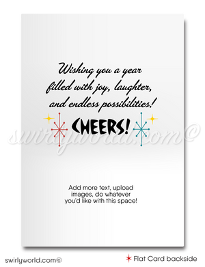 Atomic Starburst Mid-Century Retro Happy New Year Cards Card Digital File Download