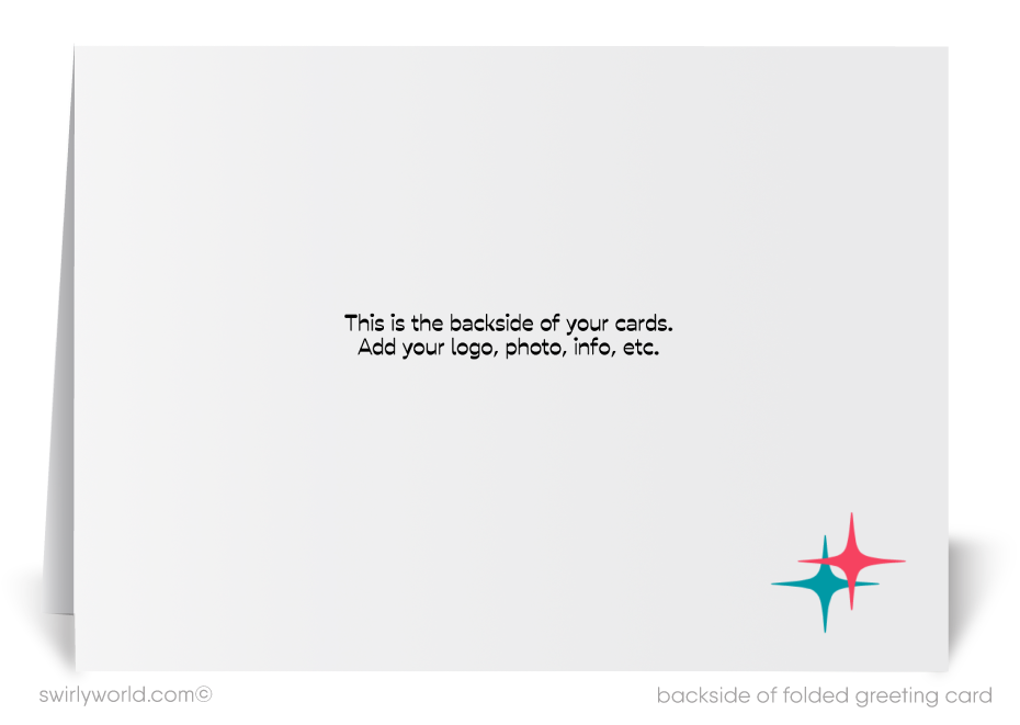 Retro Mid-Century Modern Happy New Year Card – 2025 Design with Dapper Gentleman & Bold Red Typography