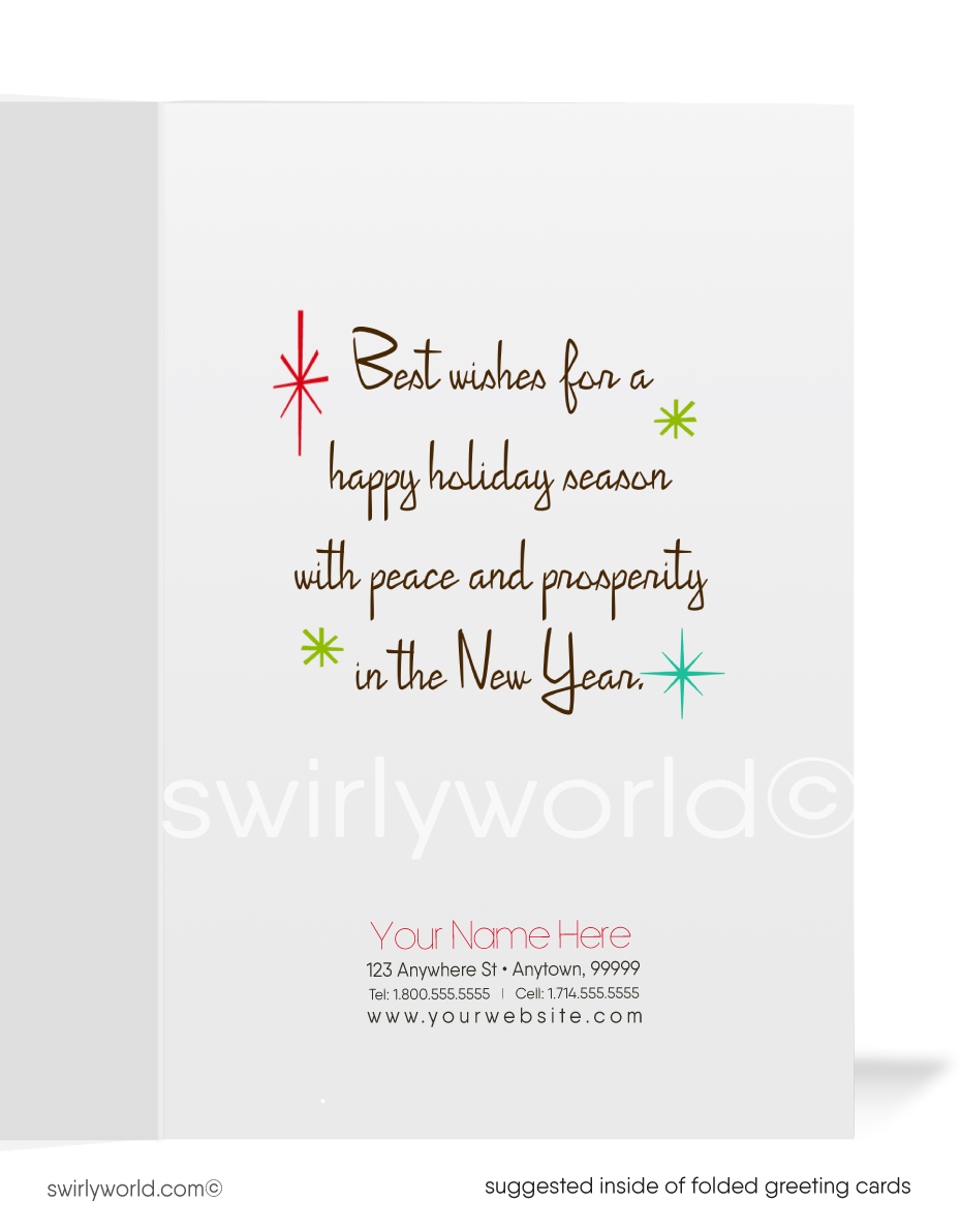 Atomic Retro Mod 1960s Mid-Century Modern Vintage Christmas MCM Holiday Cards