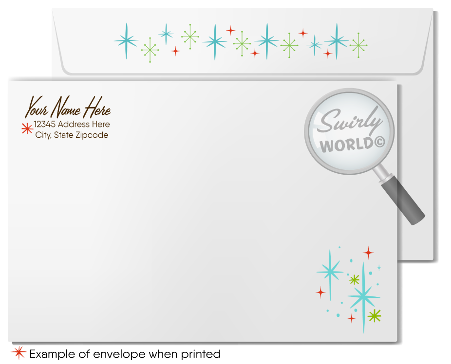 Atomic Retro Mod 1960s Mid-Century Modern Vintage Christmas MCM Holiday Cards