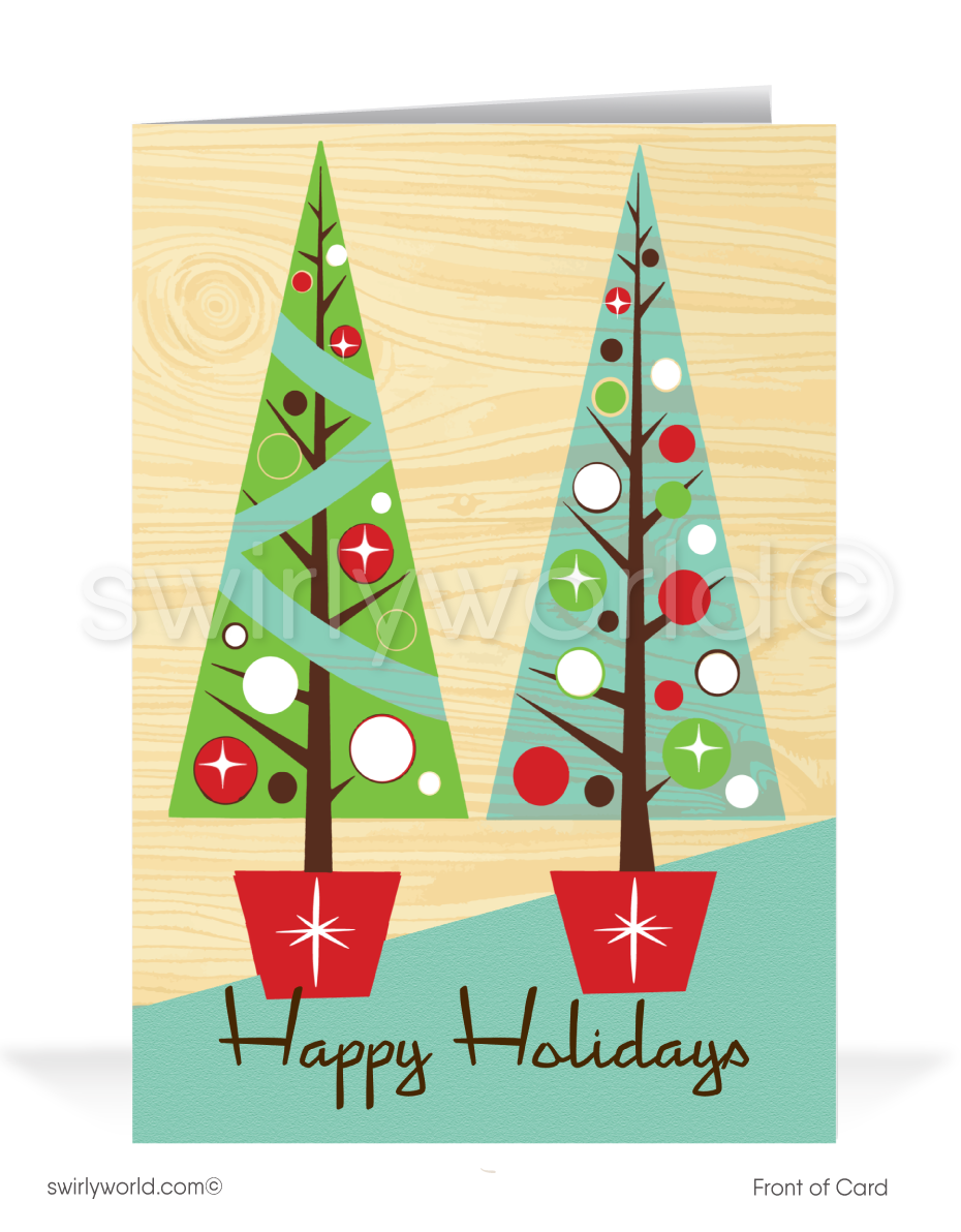 Atomic Retro Mod 1960s Mid-Century Modern Vintage Christmas MCM Holiday Cards