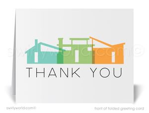 Mid Century Modern Cards – Thank You Cards with Custom Printed Envelopes for Realtors