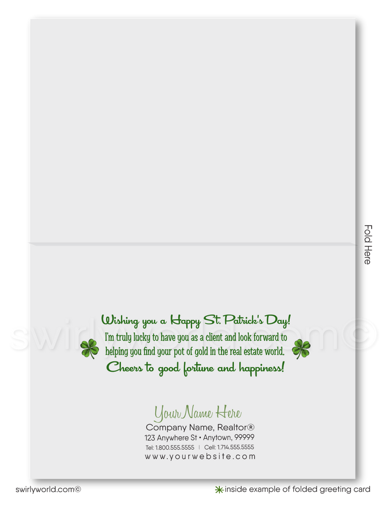St. Patrick’s Day Realtor Greeting Cards – Mid-Century Modern Home with Shamrocks