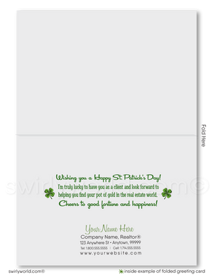 St. Patrick’s Day Realtor Greeting Cards – Mid-Century Modern Home with Shamrocks