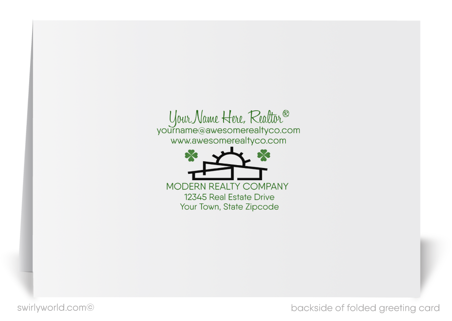 1960s Mid-Century Modern Home Design Client St. Patrick's Day Cards for Realtors® 