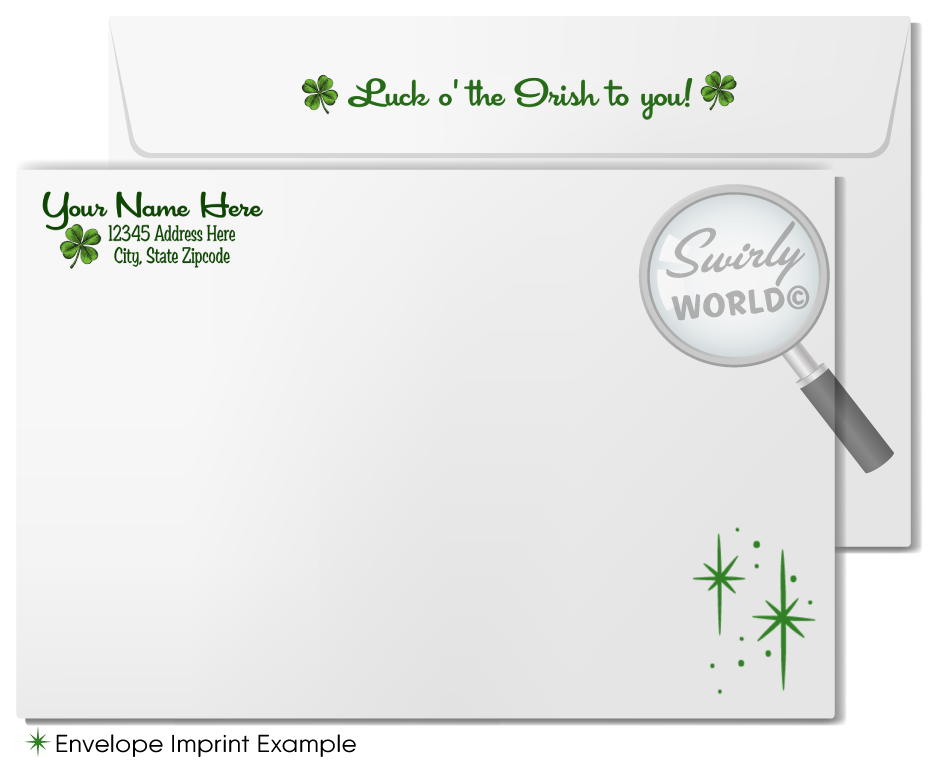St. Patrick’s Day Realtor Greeting Cards – Mid-Century Modern Home with Shamrocks
