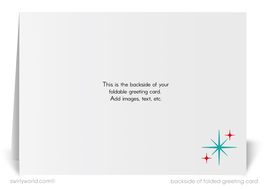 Vintage Mid-Century Christmas Card – Retro Bells and Atomic Starbursts with "Merry Christmas"