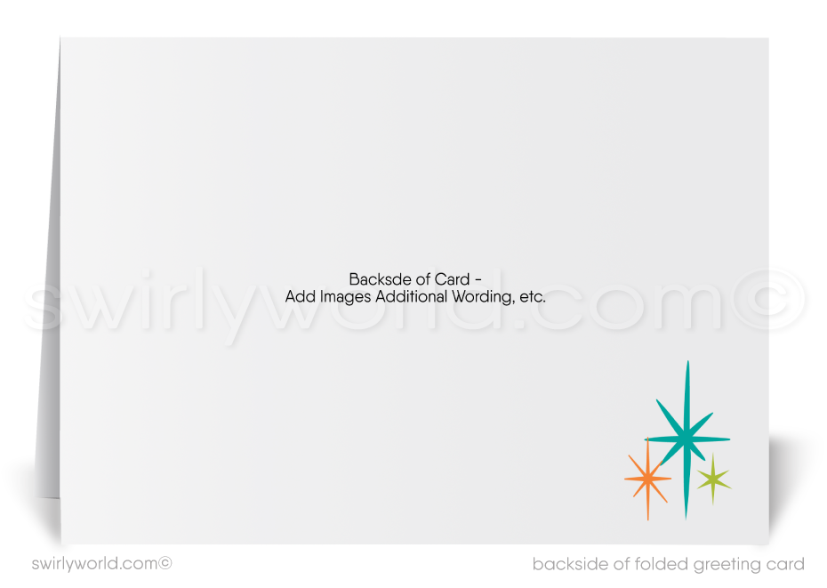 Customizable Retro Atomic Modern Christmas Card with Eichler Home and Tropical Desert Scene