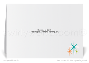 Customizable Retro Atomic Modern Christmas Card with Eichler Home and Tropical Desert Scene