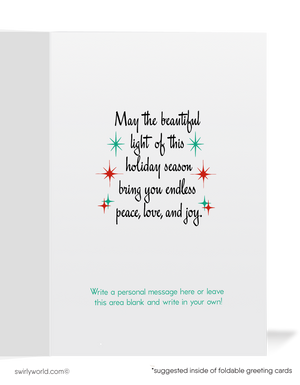 Mid-Century Mod Retro 1960s Angel with Atomic Starbursts Vintage "Noel" Christmas Card