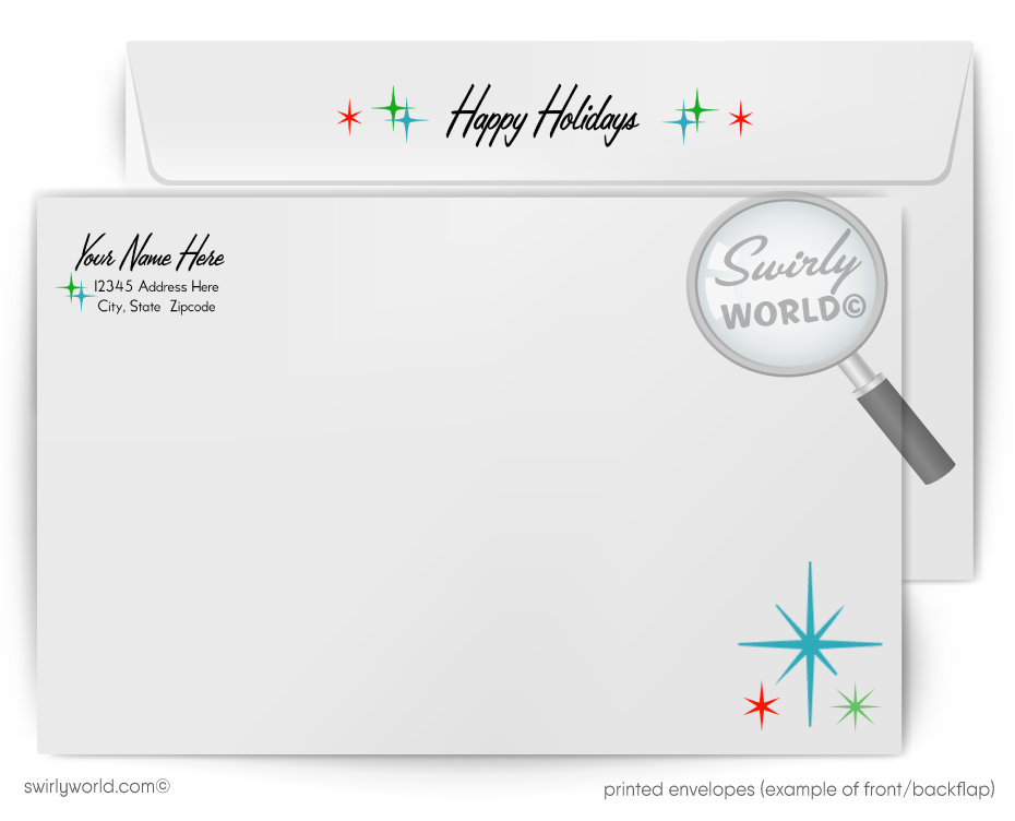 1950s Retro Mid-Century Modern Christmas House Realtor Holiday Cards