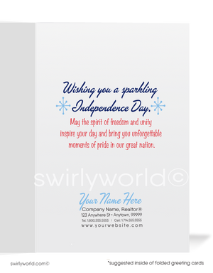 Patriotic Pin-up Girl 1950s Atomic Mid-Century Vintage Happy 4th of July Cards