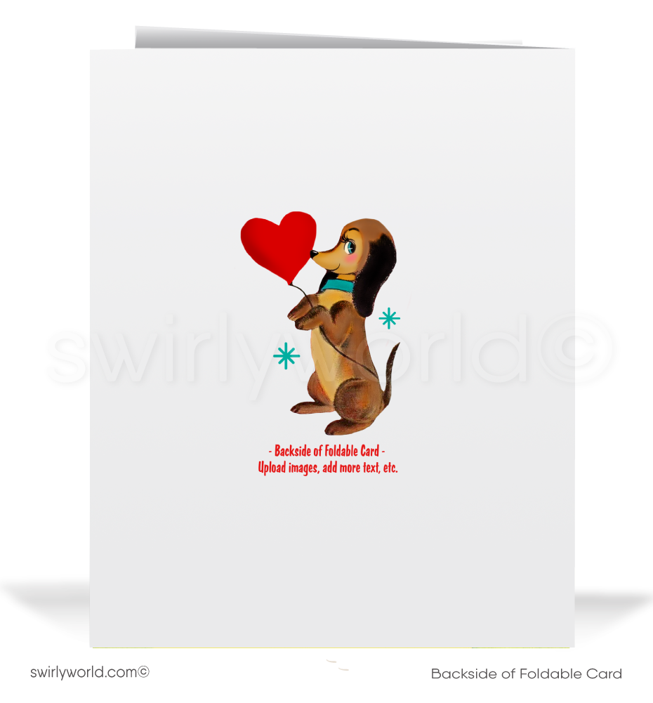 Vintage 1950s-Inspired Valentine’s Day Card with Retro Couple, Vinyl Records, and Atomic Starbursts – "For the Record... You’re a Smash Hit!"