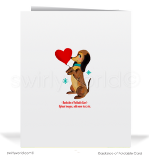 Vintage 1950s-Inspired Valentine’s Day Card with Retro Couple, Vinyl Records, and Atomic Starbursts – "For the Record... You’re a Smash Hit!"