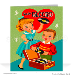 1950s Valentine Card - Swirly World Designs Vintage Retro - swirly