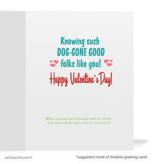 Vintage 1950s-Style Valentine’s Day Card – Kitschy Puppy with Heart and Playful Message, "It’s Pawsome… Knowing DOG-GONE GOOD Folks Like You!"