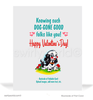 Vintage 1950s-Style Valentine’s Day Card – Kitschy Puppy with Heart and Playful Message, "It’s Pawsome… Knowing DOG-GONE GOOD Folks Like You!"