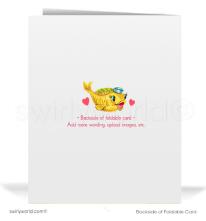 Vintage 1940s-Style "Oceans of Love" Valentine’s Day Card with Mermaid & Playful Sea Creatures