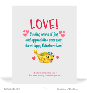 Vintage 1940s-Style "Oceans of Love" Valentine’s Day Card with Mermaid & Playful Sea Creatures