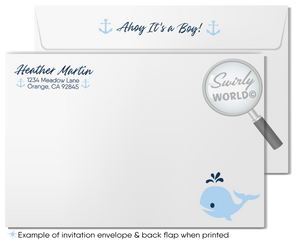 Whale Nautical Ocean Boy's Baby Shower Invitation & Thank You Digital Bundle