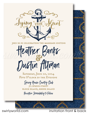 Nautical Wedding Rustic "Tie the Knot" Anchor Wedding Invitations