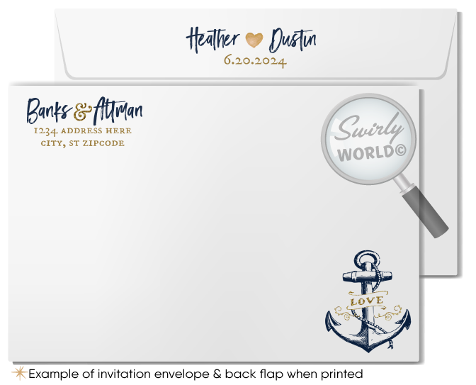 Nautical Wedding Rustic "Tie the Knot" Anchor Wedding Invitations