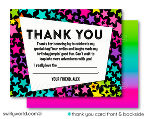 Elevate your child's birthday with our Neon Glow Sky Zone Bounce House Trampoline Party Invitation Set! 🌟🎉 Perfect for young thrill-seekers, this vibrant digital download is customizable and expertly printed on thick card stock. Ensure a memorable party filled with fun and excitement! 🛼🤸‍♂️