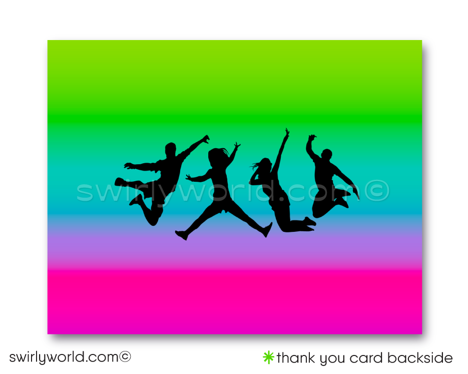 Elevate your child's birthday with our Neon Glow Sky Zone Bounce House Trampoline Party Invitation Set! 🌟🎉 Perfect for young thrill-seekers, this vibrant digital download is customizable and expertly printed on thick card stock. Ensure a memorable party filled with fun and excitement! 🛼🤸‍♂️