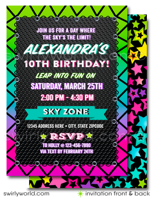 Elevate your child's birthday with our Sky Zone Bounce House Trampoline Party Invitation Set! 🎉🛼 Capture the fun and energy of trampolines and aerial stunts with this vibrant digital download. Easily customizable and perfect for thrill-seekers. Download now and jump into a memorable celebration! 🎈🤸‍♂️
