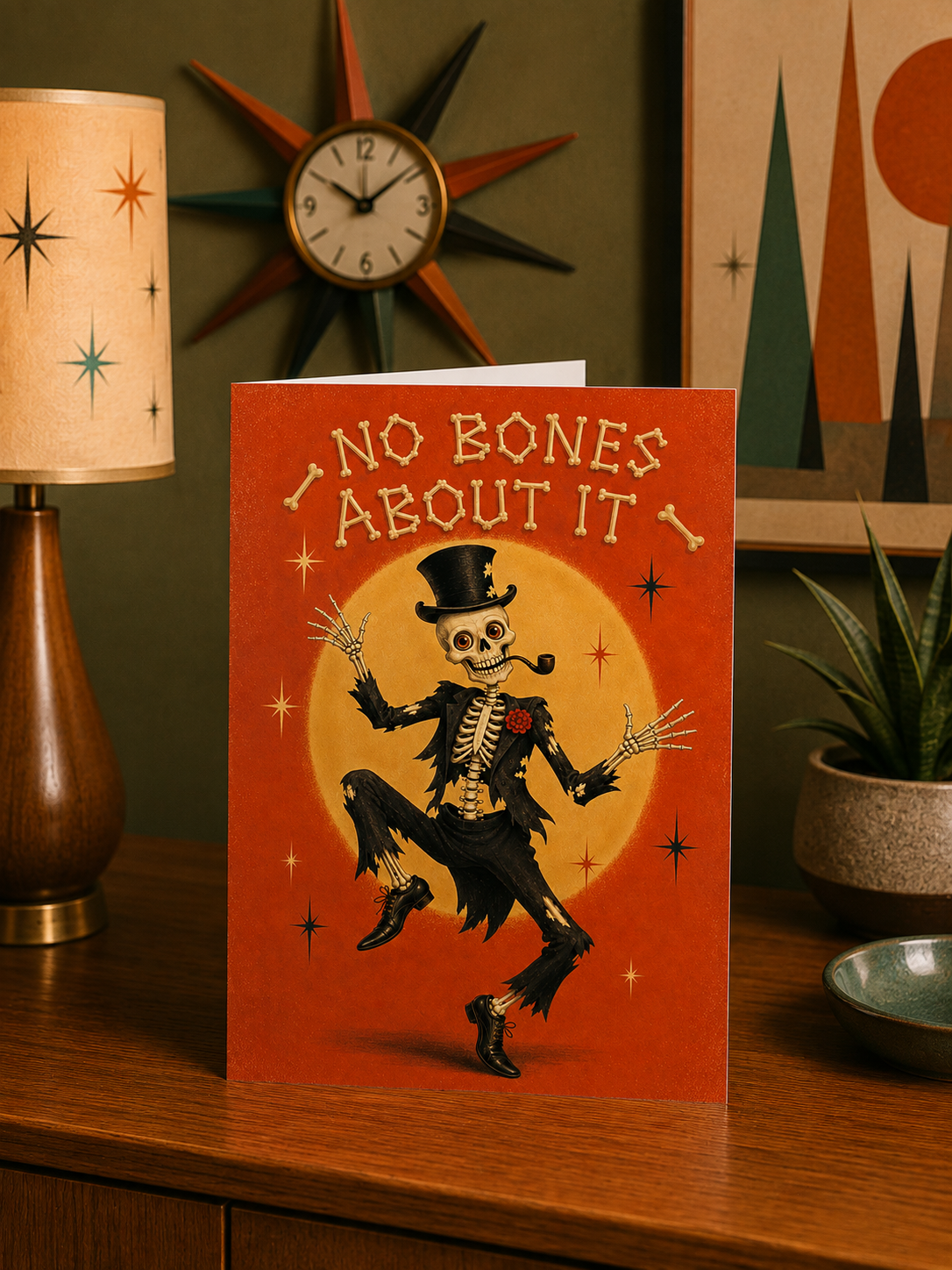 No Bones About It Funny Skeleton Happy Halloween Card