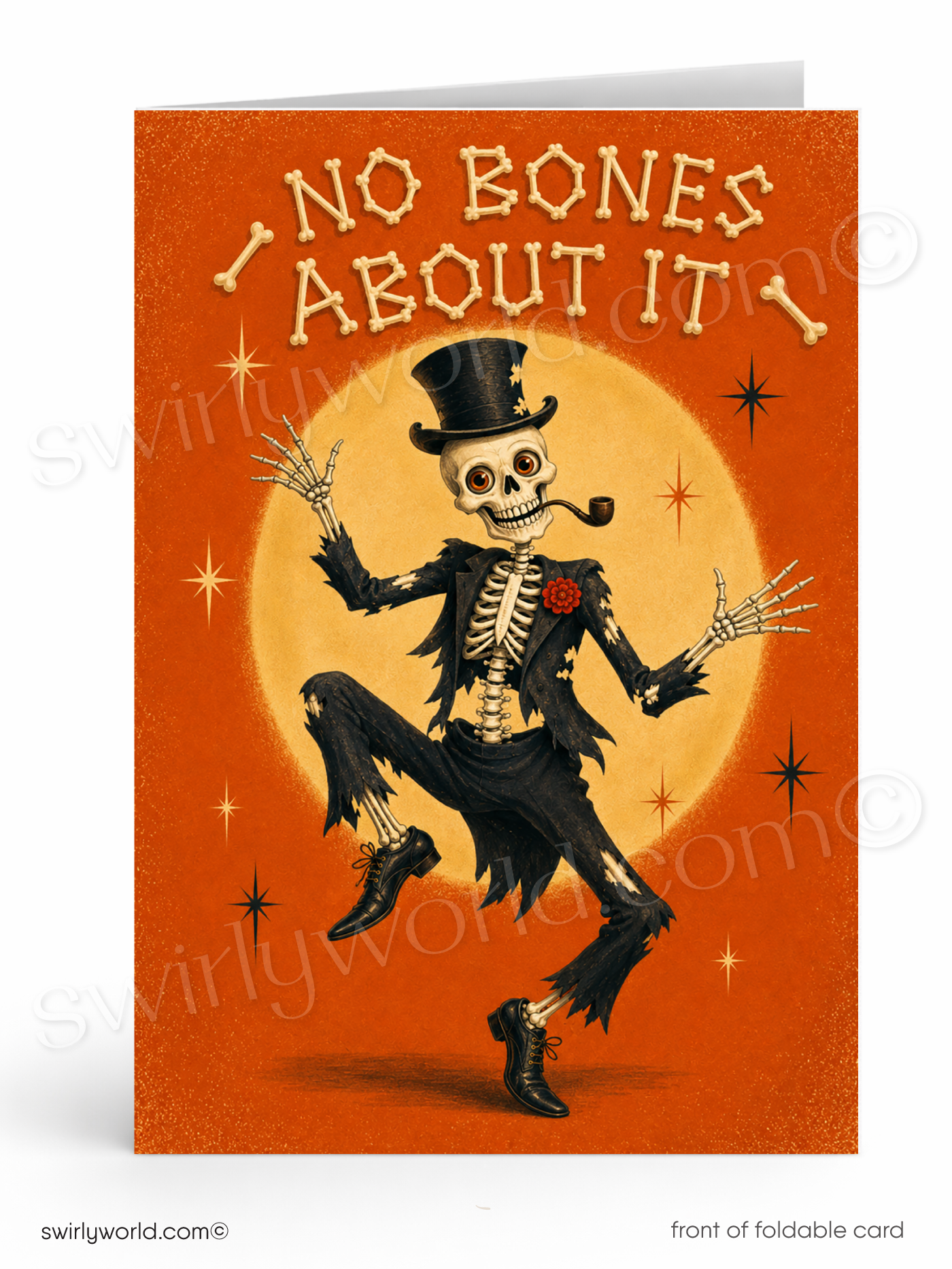 No Bones About It Funny Skeleton Happy Halloween Card