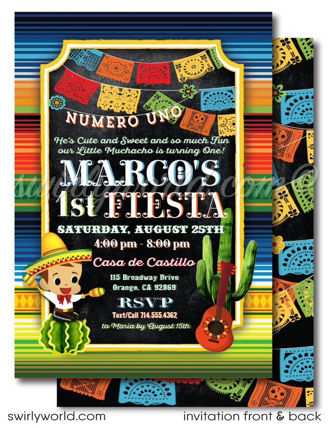Celebrate with our Papel Picado Paper Flags Fiesta 1st Birthday Invitation! 🎉🌟 Perfect for your little muchacho's big day, featuring vibrant colors and retro Mexican fonts. Digital download includes editable invitations and thank you cards. Set the stage for an unforgettable celebration! 