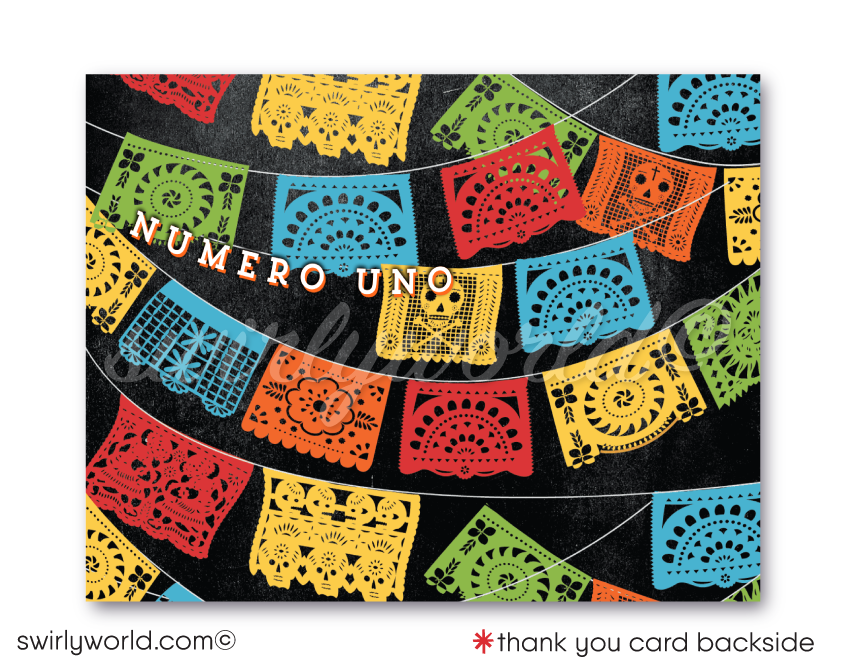 Celebrate with our Papel Picado Fiesta 1st Birthday Invitation! 🌟🎉 Tailored for your little muchacho's big day, featuring vibrant colors, retro Mexican fonts, and fiesta paper flags. Printed on high-quality card stock and shipped to your door. Perfect for an unforgettable celebration!