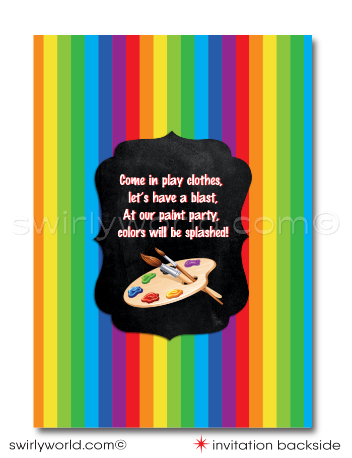 Arts & Crafts Canvas Artist Kids Painting Party Invite & Thank You Digital Download