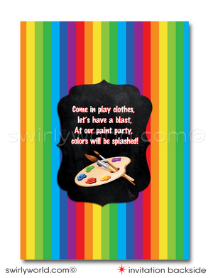 Arts & Crafts Canvas Artist Kids Painting Party Invite & Thank You Digital Download
