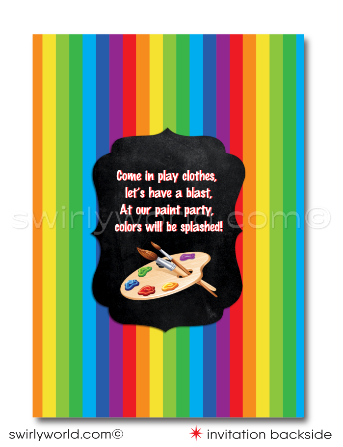 Arts and Crafts Paint Party Invitation and Thank You Card Set